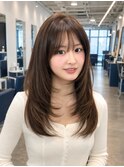 美髪レイヤーカット/顔まわりレイヤー/くびれロングレイヤー