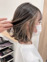ラノバイヘアー(Lano by HAIR)&nbsp;インナーカラー外ハネボブダークアッシュ/門前仲町
