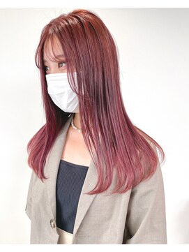 ヒビヲ(HIBIO) ダブルカラーピンクブラウンピンクカラーケアブリーチミニボブ