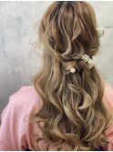 ヘアセット ハーフアップ 卒業式