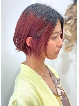 リブロ(liblo) 外はねミニボブ × ルーツカラー(ピンク)【liblo】