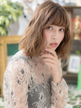 カバーヘア ブリス 川口(COVER HAIR bliss) くせ毛風フェザーバングゆるふわミディc5川口20代30代40代