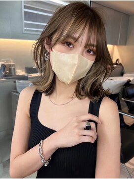 サイン 渋谷(SIGN) 韓国ヘアーハッシュカットレイヤーカットグレージュブリーチ無し