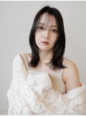 【 AINM 】　黒髪 小顔ミディアムレイヤー