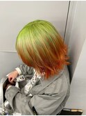ルーツデザインカラーイエローネオングリーンメンズヘア