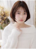 大人ガーリー丸みボブひし形レイヤーカットc7上尾20代30代40代
