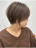 ハイライト白髪ぼかしダブルカラーインナーカラーショートボブ