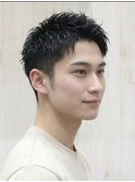 夏カラーで爽快アップバングショート×刈り上げ無造作感