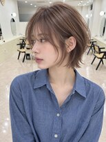 モト 船橋(moto)&nbsp;韓国ウルフボブ顔周りレイヤー透明感アプリコットベージュ船橋
