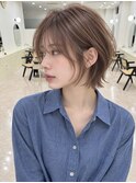韓国ウルフボブ顔周りレイヤー透明感アプリコットベージュ船橋
