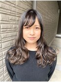 シースルーバング×ハイライトモカベージュ(SOMEBRIDGE 亀有)