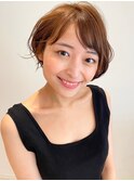 キャラメルベージュの上品ボブショート【Yamaki】