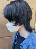【ウルフカット】×【ブルーブラック】