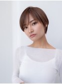 20代30代大人かわいい/小顔ショートボブ/シルキーベージュ
