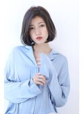 ローライトココアブラウン大人かわいいゆるふわシアーカラーボブ