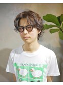 外国人風スパイラル無造作センターパートパーマ 3 【影山】