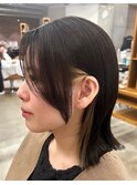 韓国×ボブ×インナーカラー（くすみベージュ）