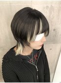 黒髪×ホワイトエク・ポイントエクステでデザインヘア♪