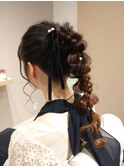 ポニーテール編みおろし