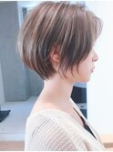 Say.くびれショート丸みショートオリーブグレー暗めカラー表参道