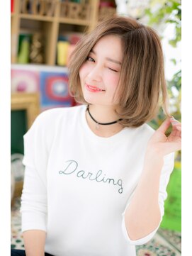 カバーヘア イヴ 戸頭店(COVER HAIR EVE) かきあげバングイヤリングカラー小顔シャギーボブc720代30代!