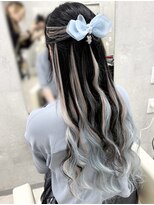 ボヤージュニケ(Voyage Nike) 編み込み/ホワイト×水色/デザインエクステ