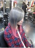 シルバーアッシュ～毛先ピンクグラデTRICKstyle!