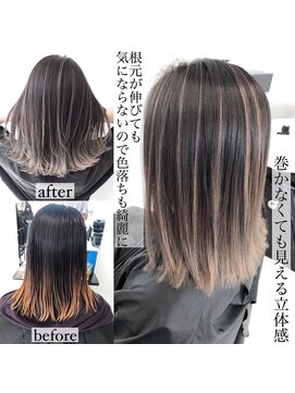 アライブ キチジョウジ(ALIVE Kichijoji) エアータッチバレイヤージュ白髪ぼかし／ケアブリーチハイライト