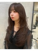 韓国ヘアグレージュカラーブリーチ無し髪質改善イヤリングカラー
