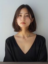 フラウ 柳沢店 黒髪/ボブルフ/ネビージュ/小顔/ワンレン/柳沢/髪質改善/前髪