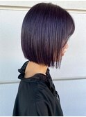 パープル ラベンダー ブリーチなしダブルカラー ボブ