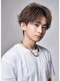 七三アップバングセンターパート波巻きスパイラルパーマツイスパ