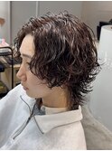 ルーズサーフスパイラルパーマテーパーフェード無造作マッシュ