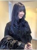 くすみネイビー毛先エンド