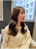 韓国巻き/フェミニンヘア/グレージュカラー/オリーブグレージュ