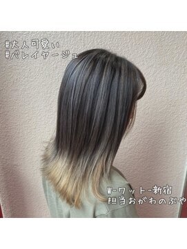 ワット 原宿店(W) 原宿髪質改善ベージュカラーブリーチなし韓国レイヤーハイライト