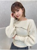 シルキーベージュ斜めバングチョコレートデザインカラー