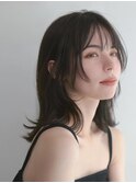 大人可愛い◎暗髪こなれミディ