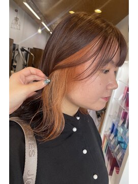 イリエヘア 川口(irier hair) インナーカラー☆ペールオレンジ