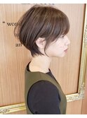 大人可愛い20代30代40代黒髪前下がりショートボブ丸みショート◎