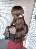 編み込みカチューシャ ハーフアップ ヨシンモリ デートヘア