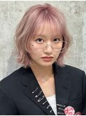 日本一傷まないブリーチ■ペールピンクショートボブレイヤー