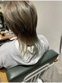 大人可愛いココアベージュグレージュカラーボブウルフ黒髪我孫子