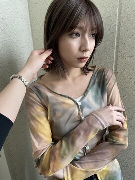 ノラギンザユー(NORA GINZA/U) 顔まわりカットレイヤーボブブリーチカラーミルクティーベージュ