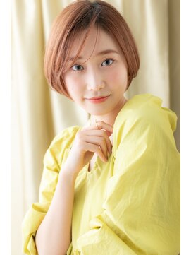 カバーヘア ブリス 川口(COVER HAIR bliss) ■アプリコットオレンジ前下がり丸みショートボブ37川口10代20代