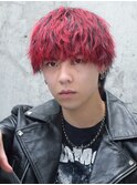 赤髪マッシュウルフメンズブリーチカラー