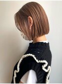 切りっぱなしボブ ブラウンカラー 丸みボブ 艶髪 20代