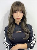 韓国レイヤーロング美髪グレージュアッシュインナーグレージュ