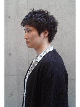 レジュアル(RESSUAL) 刈り上げセンターパートブルーブラックサーフカール