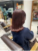 カシスピンク 秋カラー 髪質改善 韓国風 外ハネ ブリーチ無し